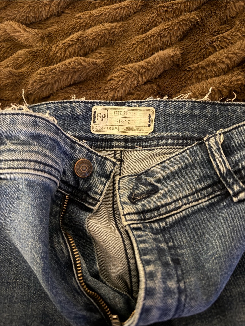 Free People no waist band and pockets. High-Rise Denim Jeans